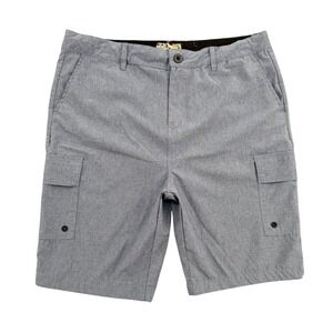 First Wave Mens Hybrid Cargo Shorts Blue Grey Stretch Size 20 S14HW812B Casual